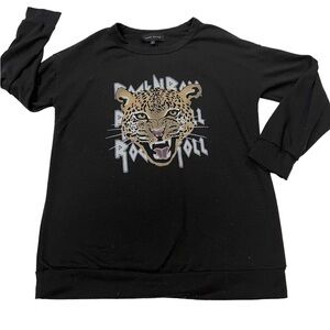 Avery Rayne Leopard Rock n’ Roll Long Sleeve Top Size S